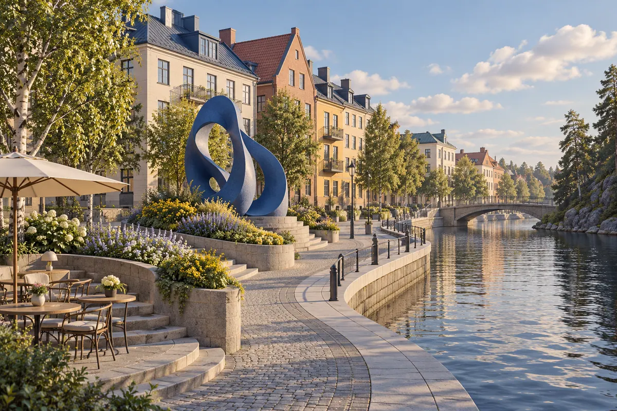 Illustration för dig som vill byta lägenhet i Borås med åpromenad och offentlig konst.